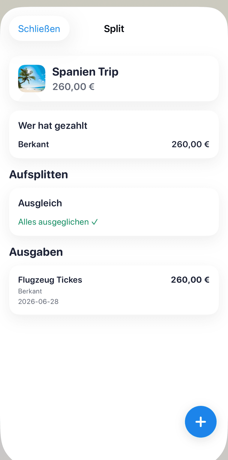 Bilando Fair-Split: geteilte Ausgaben einer Gruppe ausgleichen
